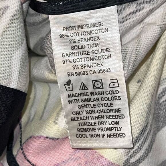 ZOZO Button Up Tropical Floral Top Women’s Large Black/White Multicolor Cuffed - Picture 6 of 10